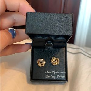 14 K fold over sterling silver earrings